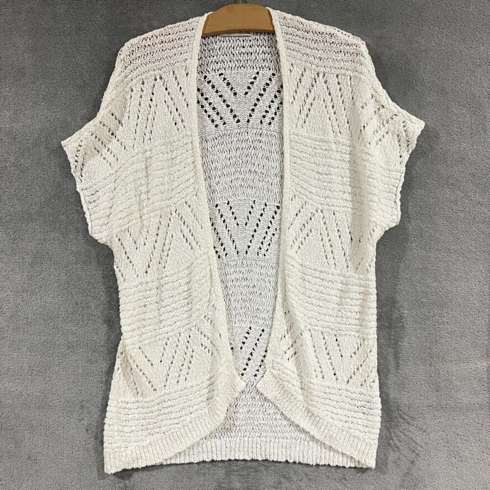 Abercrombie Kids Girls Size L 14 Open Front White Cardigan Sweater Knit